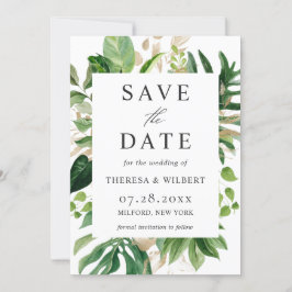 Blätter Hochzeit der tropischen Wasserfarben Save The Date
