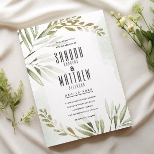 Blätter Hochzeit des tropischen Glitzer Einladung