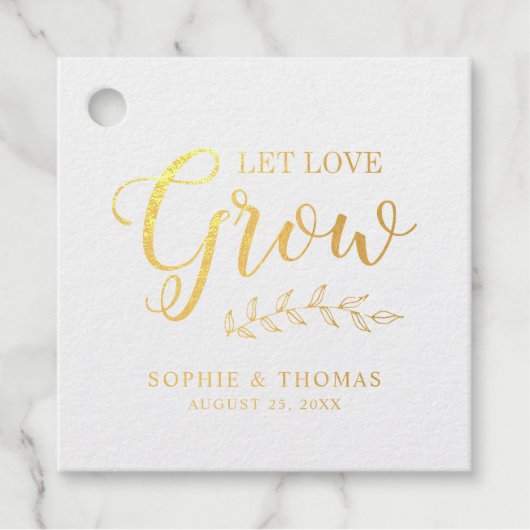 Blätter Hochzeit Gelassen Liebe wachsen Foil Geschenkanhänger (Vorderseite)