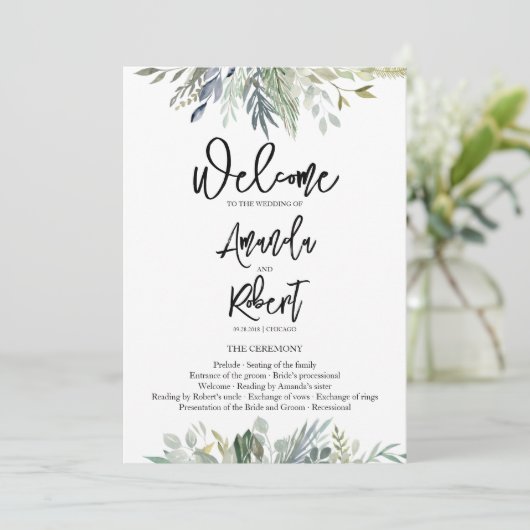 Blätter Hochzeit im Grünen Einladung (Stehend Vorderseite)