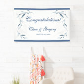Blätter Hochzeit in Blau und Weiß Banner (Insitu)