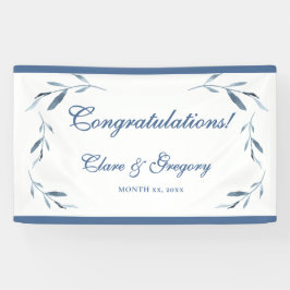 Blätter Hochzeit in Blau und Weiß Banner