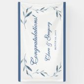 Blätter Hochzeit in Blau und Weiß Banner (Vertikal)