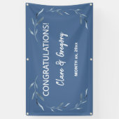 Blätter Hochzeit in Blau und Weiß Banner (Vertikal)