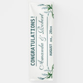 Blätter Hochzeit mit blauer Brise Banner (Vertikal)