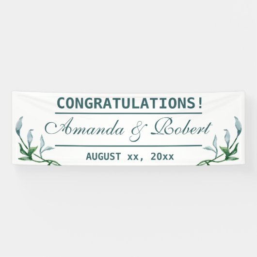 Blätter Hochzeit mit blauer Brise Banner (Horizontal)