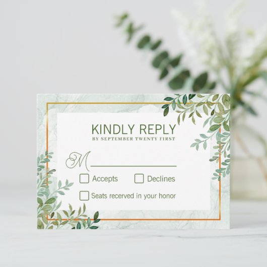 Blätter Hochzeit Rsvp Karte (Stehend Vorderseite)