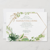 Blätter Hochzeit von geometrischen tropischen grün Einladung (Vorderseite)