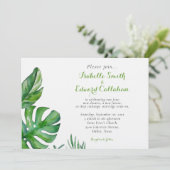 Blätter Hochzeit von tropischen grünen Wasserfarbe Einladung (Stehend Vorderseite)
