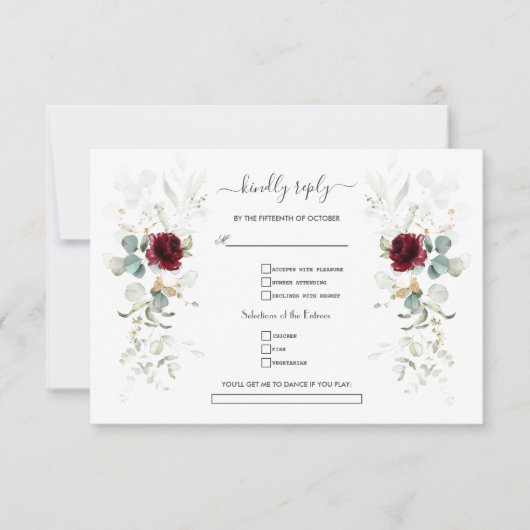 Blätter Hochzeitsauftritte für die Aquarellmauer RSVP Karte (Vorderseite)