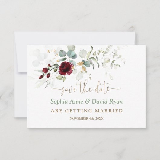 Blätter Hochzeitsauftritte für die Aquarellmauer Save The Date (Vorderseite)