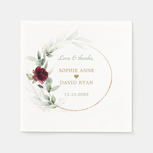 Blätter Hochzeitsauftritte für die Aquarellmauer Serviette (Vorderseite)