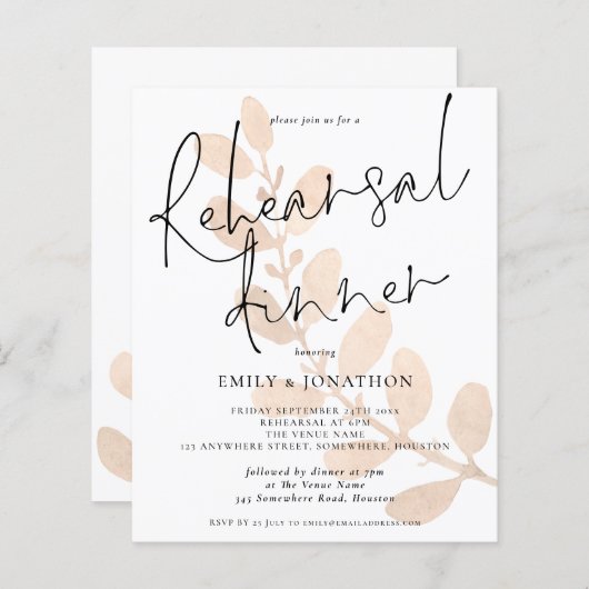 Blätter Hochzeitsessen Probe Einladung (Vorne/Hinten)