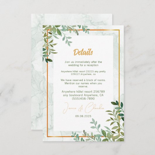 Blätter Hochzeitsfeier Begleitkarte (Vorne/Hinten)