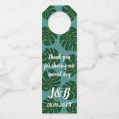 Blätter Hochzeitsfeier Monstera Flaschenanhänger (Vorderseite)