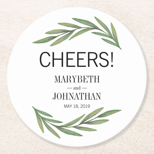 Blätter Hochzeitsfeier Untersetzer (Vorderseite)