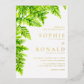 Blätter Hochzeitsfeiern mit Aquarellfarben Folieneinladung (Vorderseite)