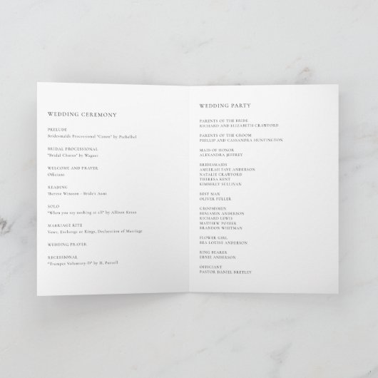 Blätter Hochzeitsfeiern mit Aquarellfarben Programm (Innenseite)