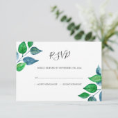Blätter Hochzeitskur von Aquarellblättern RSVP Karte (Stehend Vorderseite)
