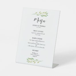 Blätter Hochzeitsmenü Wasserfarben Sockelschild