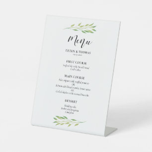 Blätter Hochzeitsmenü Wasserfarben Sockelschild