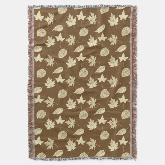 Blätter im Herbst - beige und Schokolade Decke (Vorderseite Vertikal)