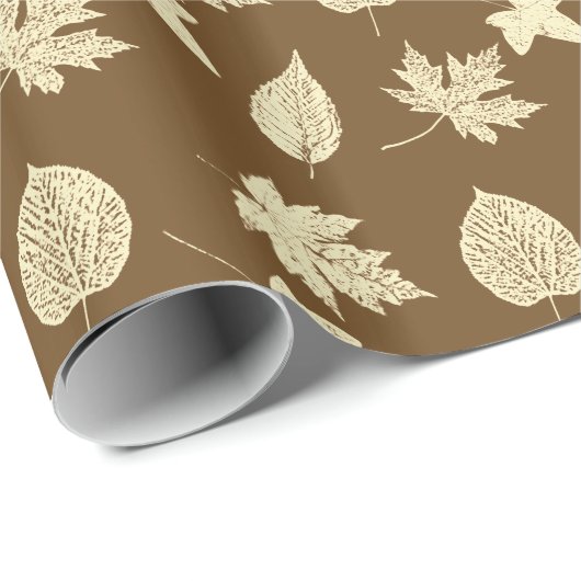 Blätter im Herbst - beige und Schokolade Geschenkpapier (Rolleneckpunkt)
