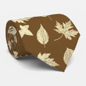 Blätter im Herbst - beige und Schokolade Krawatte (Gerollt)
