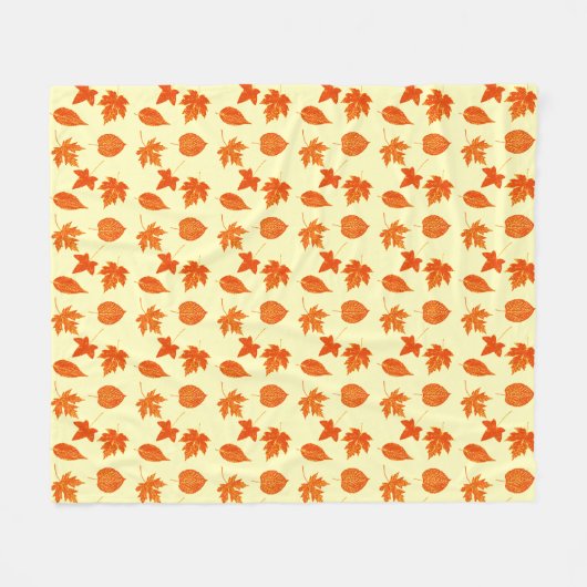 Blätter im Herbst - blassgelb und orange Fleecedecke (Vorderseite (Horizontal))