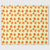 Blätter im Herbst - blassgelb und orange Geschenkpapier (Flach)
