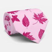 Blätter im Herbst - Bordeaux und Muschel rosa Krawatte (Gerollt)