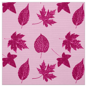 Blätter im Herbst - Bordeaux und Muschel rosa Stoff