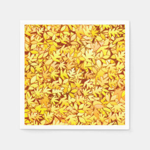 Blätter im Herbst, goldgelb Serviette