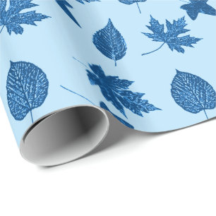 Blätter im Herbst - Indigo und blass Geschenkpapier