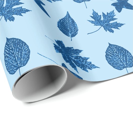 Blätter im Herbst - Indigo und blass Geschenkpapier (Rolleneckpunkt)