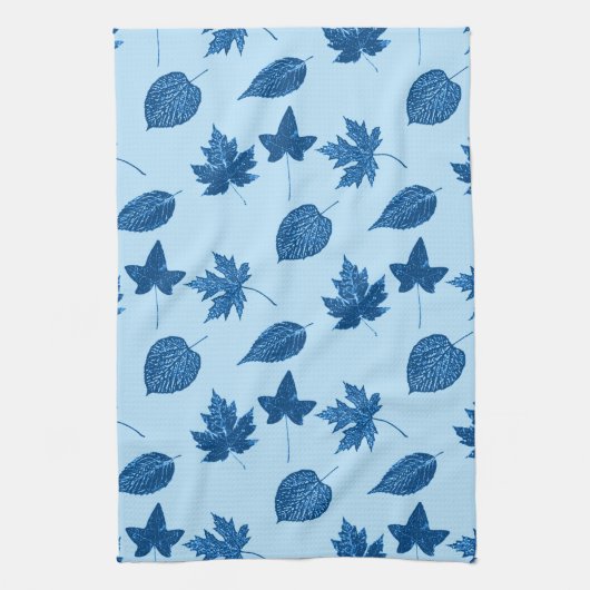 Blätter im Herbst - Indigo und blass Geschirrtuch (Vertikal)