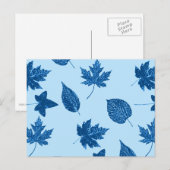 Blätter im Herbst - Indigo und blass Postkarte (Vorne/Hinten)