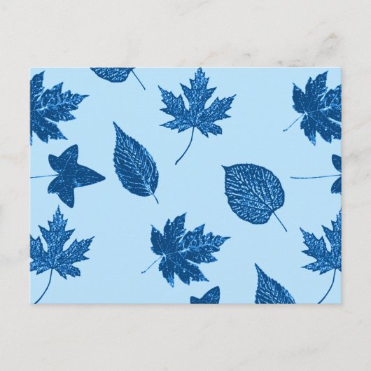 Blätter im Herbst - Indigo und blass Postkarte (Vorderseite)