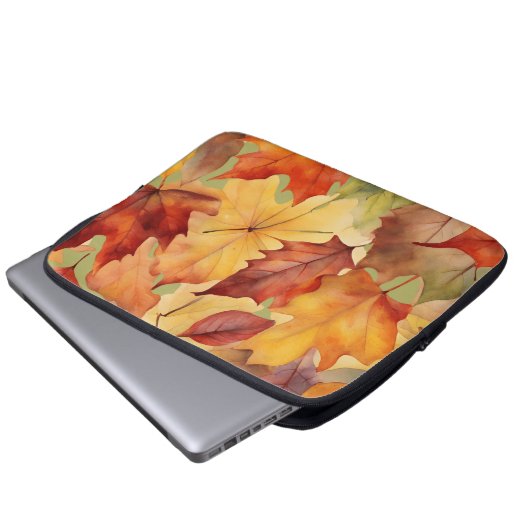 Blätter im Herbst Laptopschutzhülle (Vorne Knopf)