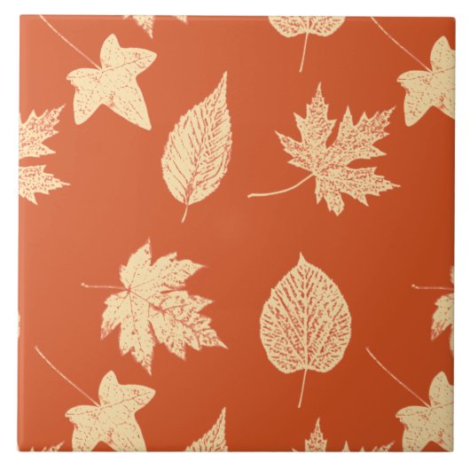 Blätter im Herbst - Mandarine Fliese (Vorderseite)