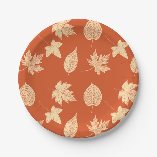 Blätter im Herbst - Mandarine Pappteller (Vorderseite)
