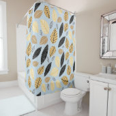 Blätter im Herbst: Nahtloser blauer Hintergrund Duschvorhang (Beispiel)