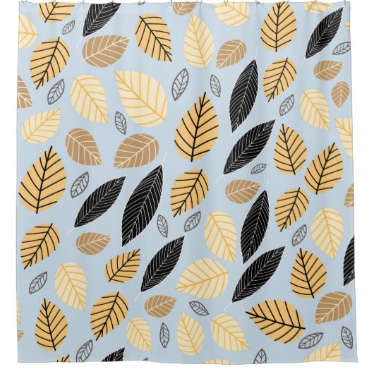 Blätter im Herbst: Nahtloser blauer Hintergrund Duschvorhang (Vorderseite)