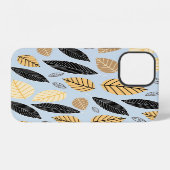 Blätter im Herbst: Nahtloser blauer Hintergrund iPhone Hülle (Rückseite (Horizontal))