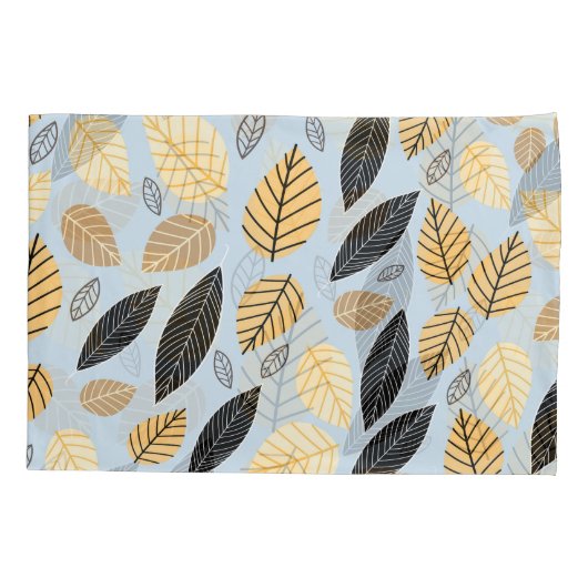 Blätter im Herbst: Nahtloser blauer Hintergrund Kissenbezug (Rückseite)