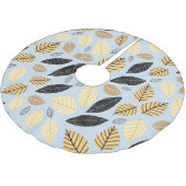 Blätter im Herbst: Nahtloser blauer Hintergrund Polyester Weihnachtsbaumdecke (Schrägansicht)