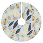 Blätter im Herbst: Nahtloser blauer Hintergrund Polyester Weihnachtsbaumdecke (Vorderseite)