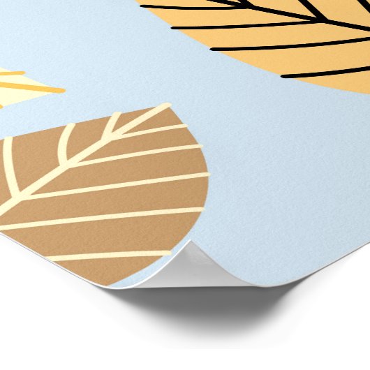 Blätter im Herbst: Nahtloser blauer Hintergrund Poster (Ecke)