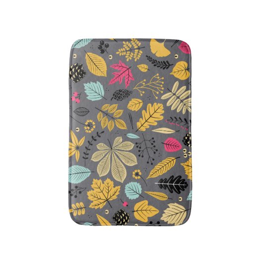 Blätter im Herbst: Nahtloses dunkles Muster Badematte (Vorderseite Vertikal)