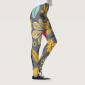 Blätter im Herbst: Nahtloses dunkles Muster Leggings (Rechts)